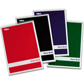 Tops Business Forms 80220 TOPS® Steno Book W/Assorted Colored Cvr 80220, 6" x 9", White, 80 Sheets/Pad, 4 Pad/Pack image.