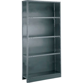 Tri-Boro Boxer 5 Shelf 18 Ga Closed Perforated Steel Shelving Add On 36"Wx12"Dx85"H Dark Gray