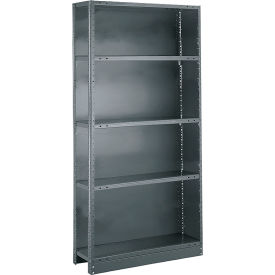 Tri-Boro Shelving CAK73-3042-5-Dark Gray Tri-Boro Klip-It 5 Shelf, 20 Ga Closed Steel Shelving Unit, Add On, 42"W x 30"D x 73"H, Dark Gray image.