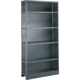 Tri-Boro Shelving CAK73-2436-6-Dark Gray Tri-Boro Klip-It 6 Shelf, 20 Ga Closed Steel Shelving Unit, Add On, 36"W x 24"D x 73"H, Dark Gray image.