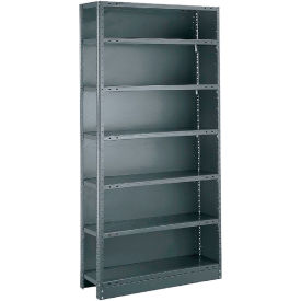 Tri-Boro Boxer 7 Shelf 18 Ga Closed Perforated Steel Shelving Add On 36"Wx15"Dx85"H Dark Gray