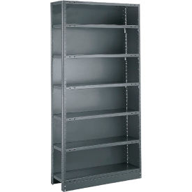 Tri-Boro Shelving CAK73-1236-7X-Dark Gray Tri-Boro Klip-It 7 Shelf, 18 Ga Closed Steel Shelving Unit, Add On, 36"W x 12"D x 73"H, Dark Gray image.