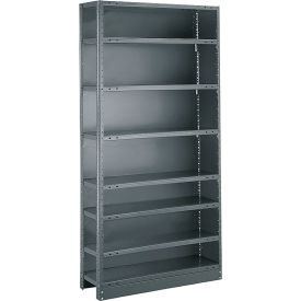 Tri-Boro Shelving CAK85-3036-8-Dark Gray Tri-Boro Klip-It 8 Shelf, 20 Ga Closed Steel Shelving Unit, Add On, 36"W x 30"D x 85"H, Dark Gray image.