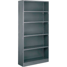 Tri-Boro Boxer 6 Shelf 18 Ga Closed Perforated Steel Shelving Starter 36"Wx12"Dx73"H Dark Gray
