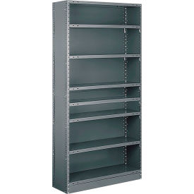 Tri-Boro Boxer 8 Shelf 18 Ga Closed Perforated Steel Shelving Starter 36"Wx12"Dx85"H Dark Gray