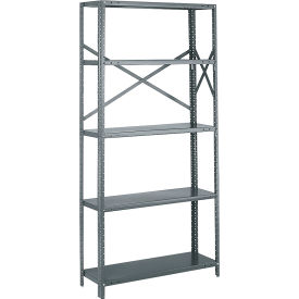 Tri-Boro Klip-It 5 Shelf 20 Ga Open Steel Shelving Unit Add On 42""W x 15""D x 73""H Dark Gray