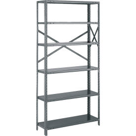 Tri-Boro T-Bolt 6 Shelf 20 Ga Open Steel Shelving Unit Add On 36""W x 24""D x 75""H Dark Gray