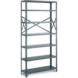 Tri-Boro T-Bolt 7 Shelf 20 Ga Open Solid Steel Shelving Starter 36"Wx12"Dx75"H Dark Gray