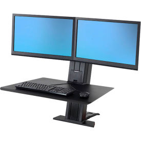 WorkFit-SR Dual Monitor Standing Desk Workstation, Black view 2