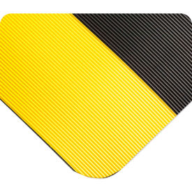 Tennesee Mat Co 431.12x3x5BYL Wearwell® Corrugated SpongeCote™ Anti Fatigue Mat 1/2" Thick 3 x 5 Black/Yellow Border image.