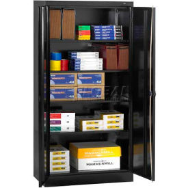 Tennsco Corp 1480RH-BLK Tennsco Standard Storage Cabinet, Recessed Handle, 36"Wx24"Dx72"H, Black, Unassembled image.