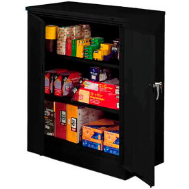 Tennsco® Heavy Duty Counter Height Metal Storage Cabinet 24 Gauge 36""W x 18""D x 42""H Black