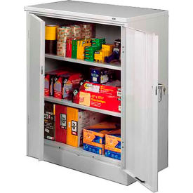 Tennsco® HD Counter Height Metal Storage Cabinet 24 Gauge 36""W x 18""D x 42""H Light Gray