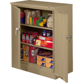 Tennsco Corp 4218DLX-LGY Tennsco Deluxe Counter Height Storage Cabinet 4218DLX-LGY - Welded 36"W x 18"D x 42"H Light Gray image.