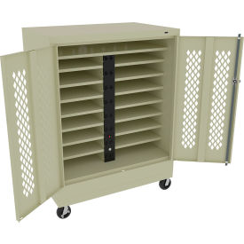 Tennsco® Mobile Laptop Charging Station For 16 Devices 36"W x 24"D x 48-3/4"H Champagne/Putty 