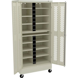 Tennsco® Mobile Laptop Charging Station For 30 Devices 36"W x 24"D x 78-3/4"H Champagne/Putty 