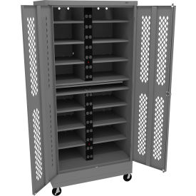 Tennsco® Mobile Laptop Charging Station For 30 Devices 36"W x 24"D x 78-3/4"H Medium Gray 