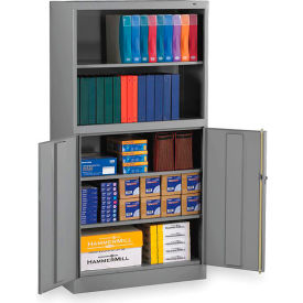 Tennsco Corp BCD18-72-MGY Tennsco All-Welded Storage Cabinet With Bookcase, 36"Wx18"Dx72"H, Medium Gray image.
