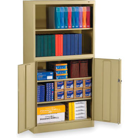 Tennsco Corp BCD18-72-SND Tennsco All-Welded Storage Cabinet With Bookcase, 36"Wx18"Dx72"H, Sand image.