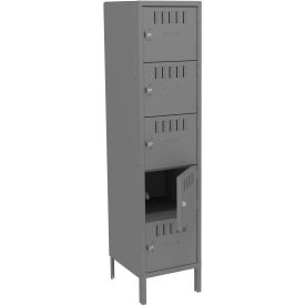 Tennsco 15""W x 18""D x 66""H Medium Gray Steel 5 Tier Box Lockers with Legs Assembled - BS5-151812-1