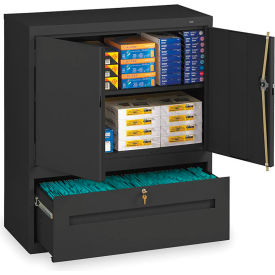 Tennsco Corp DWR-4218-BLK Tennsco Combination Shelf Drawer Cabinet DWR-4218-BLK - 36x18x42 1 Drawer, 2 Shelf, Black image.