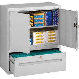 Tennsco Corp DWR-4218-LGY Tennsco Combination Shelf Drawer Cabinet DWR-4218-LGY - 36x18x42 1 Drawer, 2 Shelf, Light Grey image.