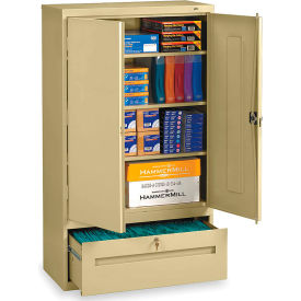 Tennsco Corp DWR-6618-SND Tennsco All-Welded Storage Cabinet With File Drawer, 36"Wx18"Dx66"H, Sand image.