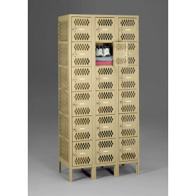 Tennsco Corp VBL6-1218-3-SND Tennsco® 6-Tier 18 Door Ventilated Locker w/ Legs, 36"W x 18"D x 78"H, Sand, All-Welded image.