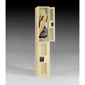 Tennsco Corp VDL-121836-A-MGY Tennsco® 2-Tier 2 Door Ventilated Locker, 12"W x 18"D x 72"H, Medium Gray, All-Welded image.