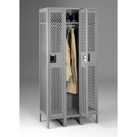 Tennsco Corp VSL-121872-3-MGY Tennsco® 1-Tier 3 Door Ventilated Locker w/ Legs, 36"W x 18"D x 78"H, Medium Gray, All-Welded image.