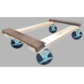 The Fairbanks Company T-26-1830-5PH-FB Fairbanks 18" x 30" Open Deck Hardwood Dolly T-26-1830-5PH-FB with Carpeted Ends 1500 Lb. Capacity image.