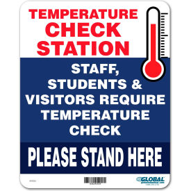 Global Industrial 670502 Global Industrial™ Temperature Check Station Sign, 8"W x 10"H,  Plastic  image.