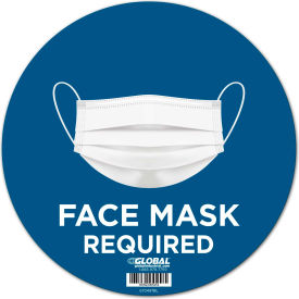 Global Industrial 670497BL Global Industrial™ 12" Round Face Mask Required Wall Sign, Blue, Adhesive image.