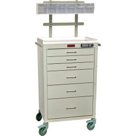 Harloff Company 4156E-ANS-BG Harloff Mini24 Six Drawer Anesthesia Cart, Electronic Lock and Accessory Package, Beige - 4156E-ANS image.