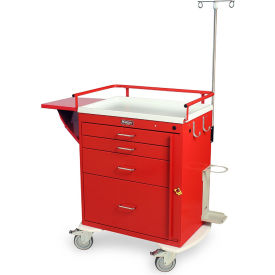 Harloff Company 6301RD Harloff Classic Short Four Drawer Emergency Crash Cart Specialty Package, Red - 6301 image.