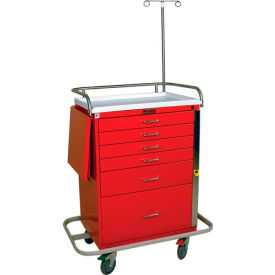 Harloff Classic Tall Six Drawer Emergency Cart Specialty Package, Red - 6401