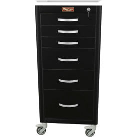 Harloff M-Series Narrow Procedure Cart 6 Drawers Key Lock 18"W x 18"L x 40-3/4"HHammertone Black