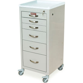 Harloff M-Series Narrow Procedure Cart 6 Drawers Key Lock 18"W x 18"L x 40-3/4"H Light Gray