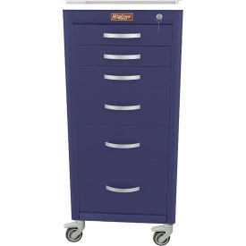 Harloff M-Series Narrow Procedure Cart 6 Drawers Key Lock 18"W x 18"L x 40-3/4"H Navy