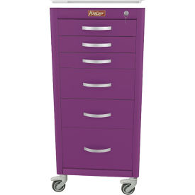 Harloff M-Series Narrow Procedure Cart 6 Drawers Key Lock 18"W x 18"L x 40-3/4"H Purple