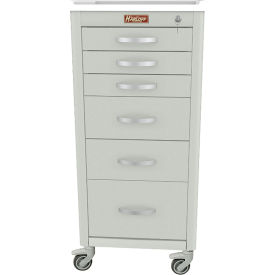 Harloff M-Series Narrow Procedure Cart 6 Drawers Key Lock 18"W x 18"L x 40-3/4"H Sand