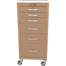 Harloff M-Series Narrow Procedure Cart 6 Drawers Key Lock 18"W x 18"L x 40-3/4"H Taupe