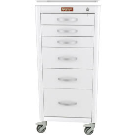 Harloff M-Series Narrow Procedure Cart 6 Drawers Key Lock 18"W x 18"L x 40-3/4"H White