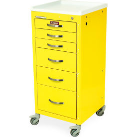 Harloff M-Series Narrow Procedure Cart 6 Drawers Key Lock 18"W x 18"L x 40-3/4"H Yellow