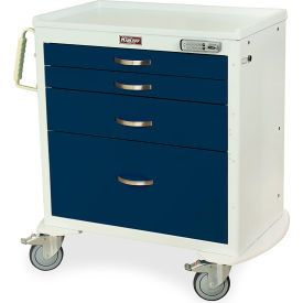 Harloff M-Series Four Drawer Procedure Cart with Pushbutton E-Lock, Hammertone Black