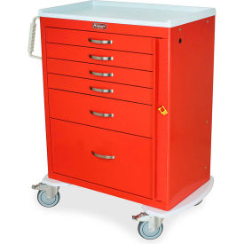 Harloff Company MDS3030B16Q Harloff Quick Ship M Series Emergency Crash Cart W/ Six Drawers and Breakaway Lock, Red image.