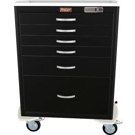 Harloff M-Series Tall Procedure Cart6 Drawers & E Lock36-3/4"W x 22"L x 43-3/4"HHammertone Black