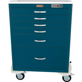 Harloff M-Series Tall Procedure Cart6 Drawers & E Lock36-3/4"W x 22"L x 43-3/4"HHammertone Blue