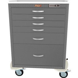 Harloff M-Series Tall Procedure Cart6 Drawers & E Lock36-3/4"W x 22"L x 43-3/4"HHammertone Gray