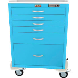 Harloff M-Series Tall Procedure Cart6 Drawers & E Lock36-3/4"W x 22"L x 43-3/4"HLight Blue